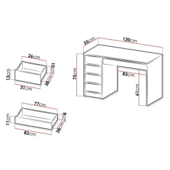 Garnero Arredamenti Scrivania ufficio 120x75cm 5 cassetti Blackpool Antracite Clearance