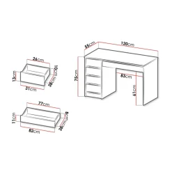Garnero Arredamenti Scrivania ufficio 120x75cm 5 cassetti Blackpool Rovere Hot