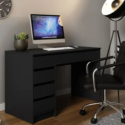 Garnero Arredamenti Scrivania ufficio 120x75cm 5 cassetti nero Blackpool Nero Opaco Best