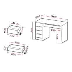 Garnero Arredamenti Scrivania ufficio 120x75cm 5 cassetti nero Blackpool Nero Opaco Best