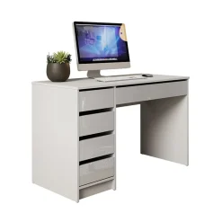 Garnero Arredamenti Scrivania ufficio 120x75cm 5 cassetti Blackpool Bianco Lucido Hot