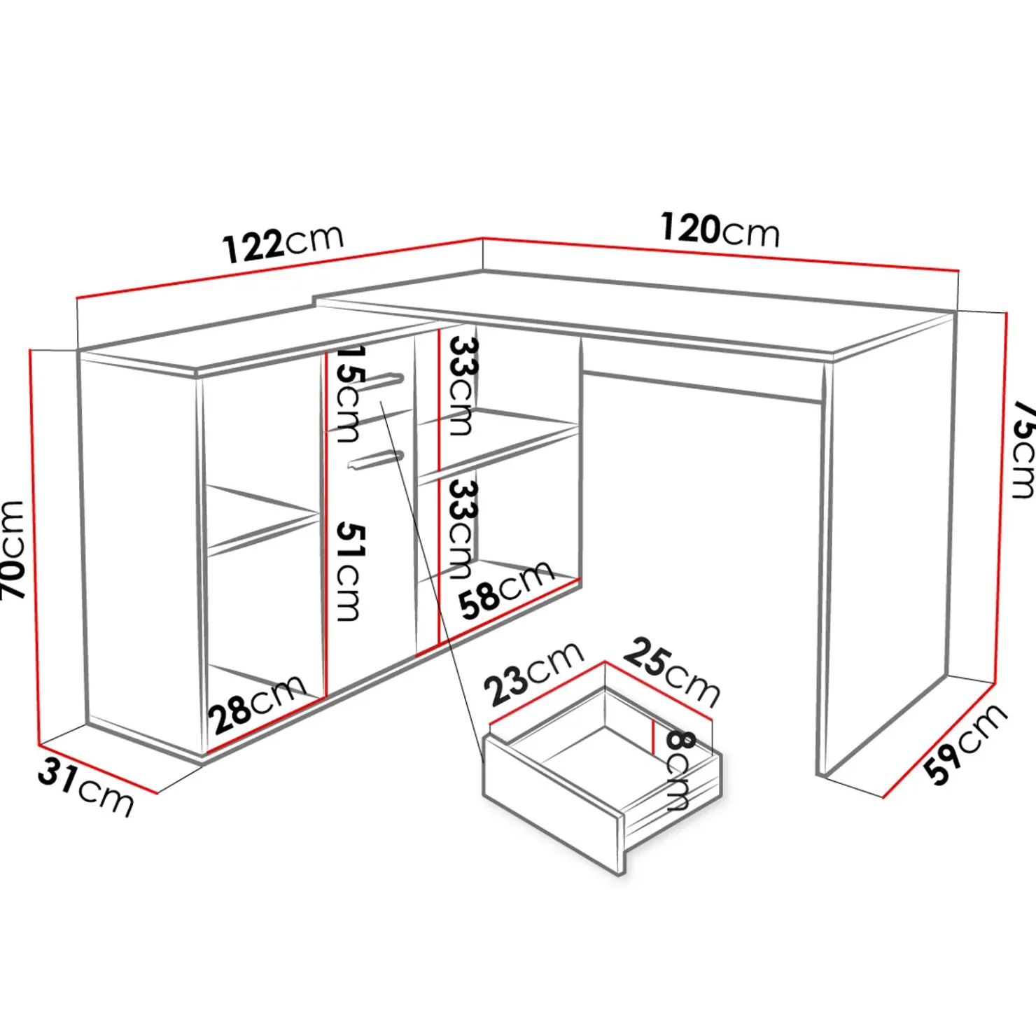 Garnero Arredamenti Scrivania ufficio 120x92cm angolare multiposizione nero Elisa
