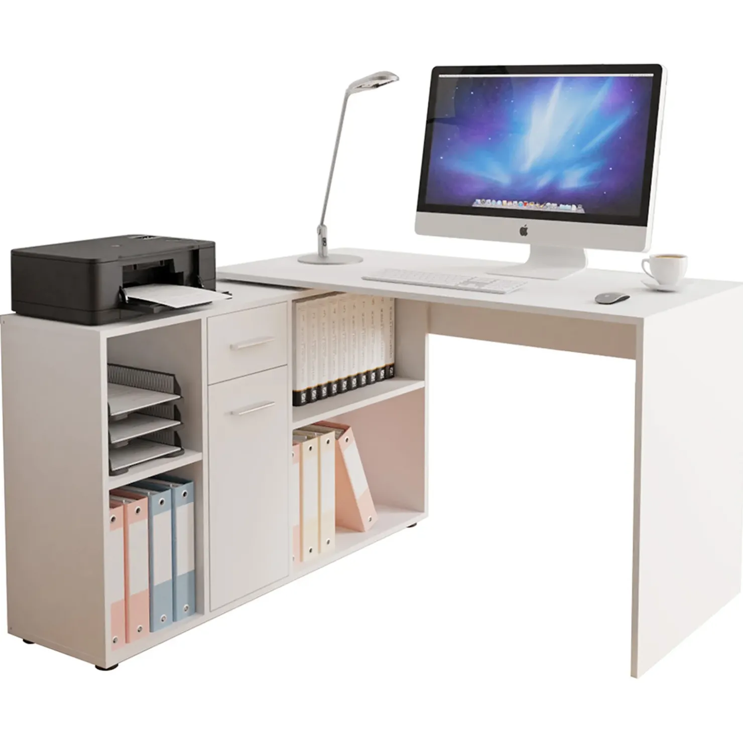 Garnero Arredamenti Scrivania ufficio 120x122cm angolare multiposizione bianco Riunion Online