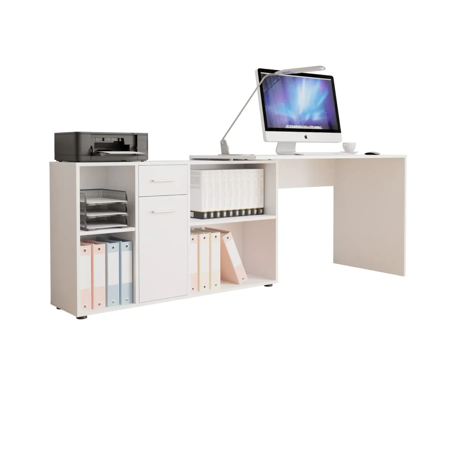 Garnero Arredamenti Scrivania ufficio 120x122cm angolare multiposizione bianco Riunion Online