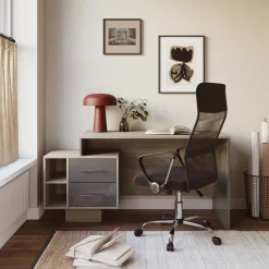 Garnero Arredamenti Scrivania ufficio 148x60cm con cassettiera rovere antracite lucido Time Y Online