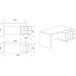 Garnero Arredamenti Scrivania ufficio 148x60cm con cassettiera rovere antracite lucido Time Y Online