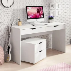 Garnero Arredamenti Scrivania ufficio 138x76cm con cassettiera bianca Merlo New