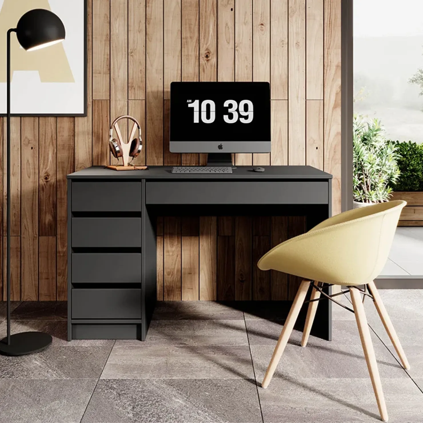 Garnero Arredamenti Scrivania ufficio 120x75cm con cassetti grigia Lorella Discount