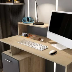 Garnero Arredamenti Scrivania ufficio 110x95cm con mobile contenitore grigio rovere chiaro Aldeia Clearance