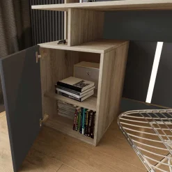 Garnero Arredamenti Scrivania ufficio 110x95cm con mobile contenitore grigio rovere chiaro Aldeia Clearance