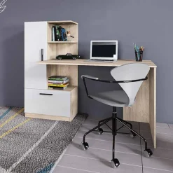 Garnero Arredamenti Scrivania ufficio 150x120cm rovere naturale bianco opaco Paulo Outlet