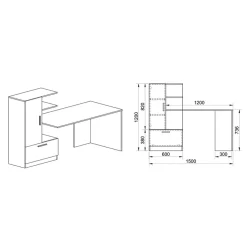 Garnero Arredamenti Scrivania ufficio 150x120cm rovere naturale bianco opaco Paulo Outlet