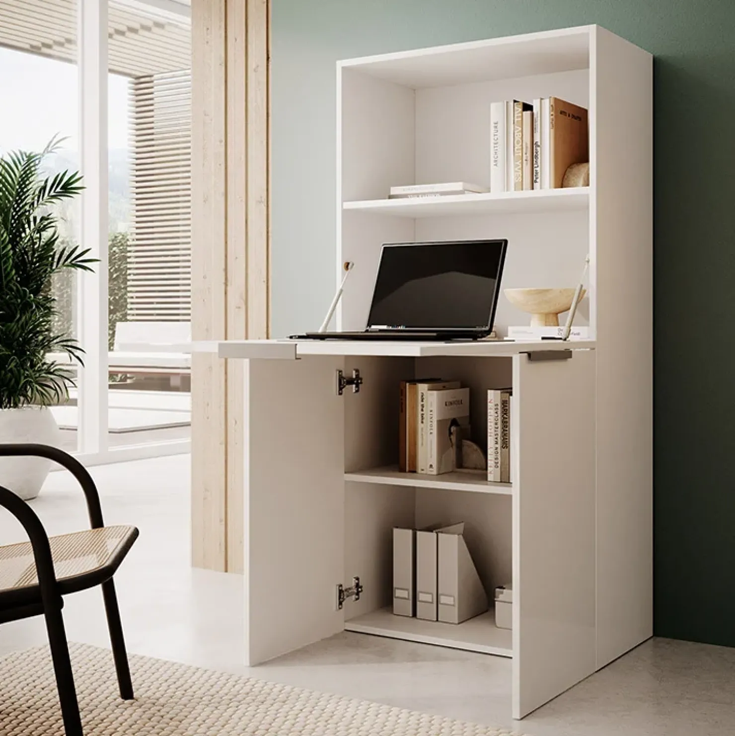 Garnero Arredamenti Scrivania 70x35cm a scomparsa salvaspazio bianco lucido Pinko New