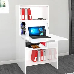 Garnero Arredamenti Scrivania 70x35cm a scomparsa salvaspazio bianco lucido Pinko New