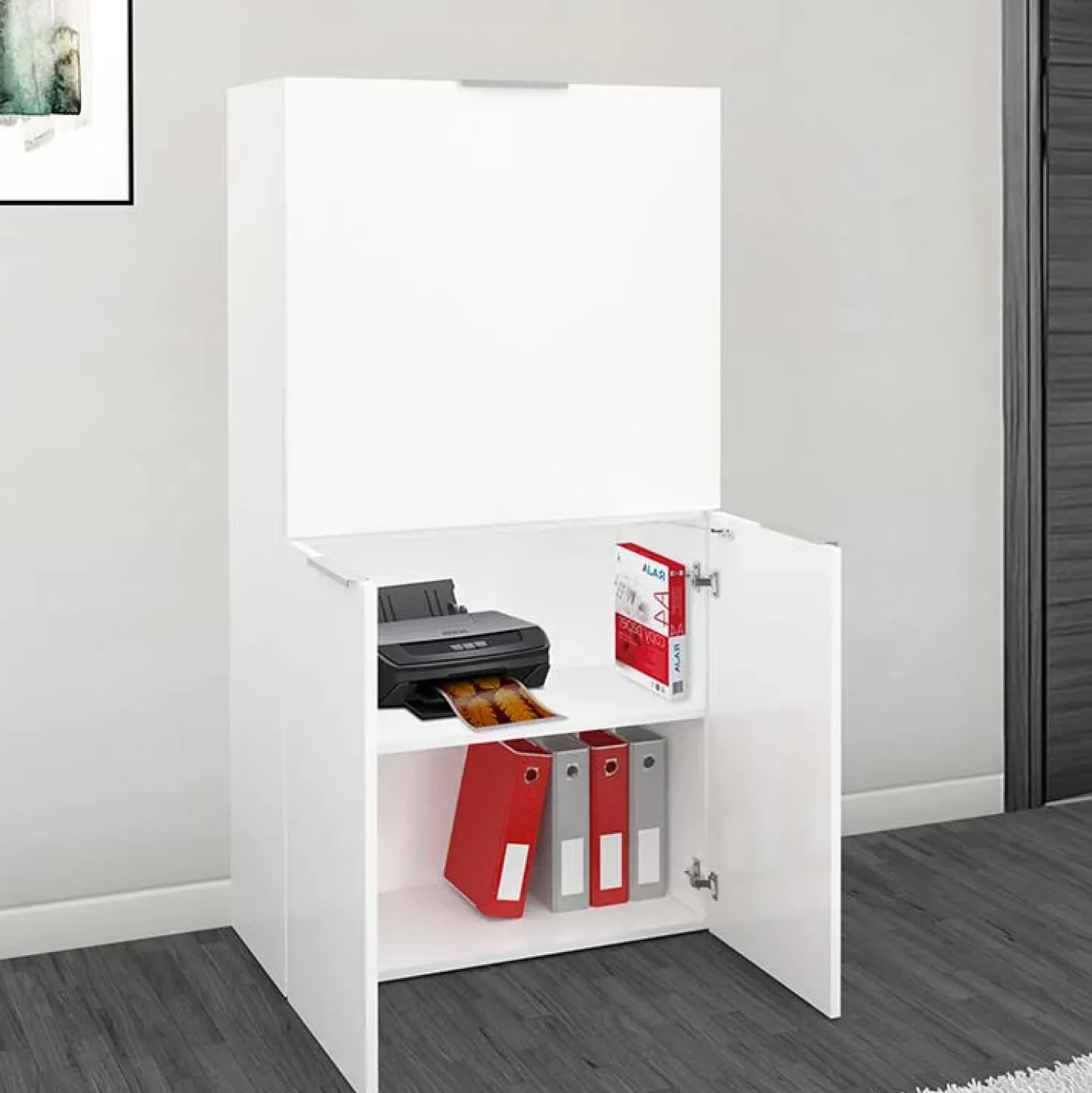 Garnero Arredamenti Scrivania 70x35cm a scomparsa salvaspazio bianco lucido Pinko New