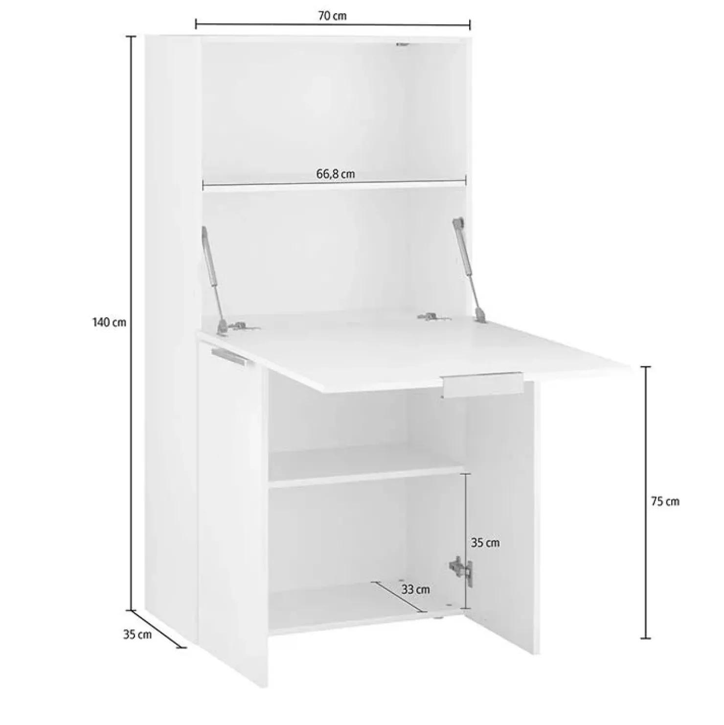 Garnero Arredamenti Scrivania 70x35cm a scomparsa salvaspazio bianco lucido Pinko New