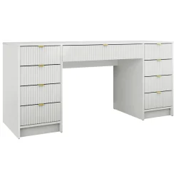 Garnero Arredamenti Scrivania 154x55cm con 9 cassetti cannettata Athena Bianco Clearance