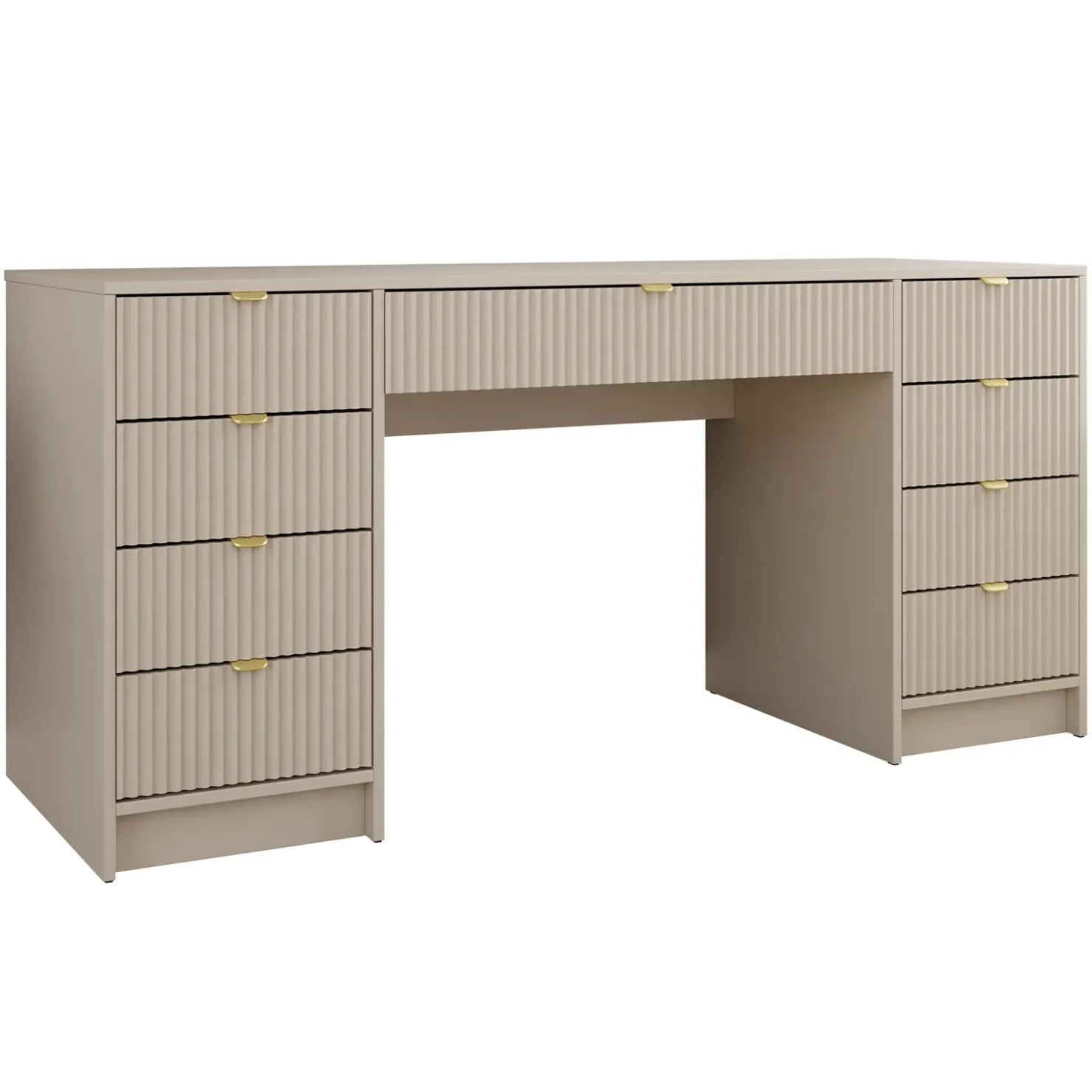 Garnero Arredamenti Scrivania 154x55cm con 9 cassetti cannettata Athena Beige Outlet