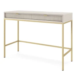 Garnero Arredamenti Scrivania 104x77cm consolle ingresso 2 cassetti moderna Alisa Beige