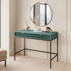 Garnero Arredamenti Scrivania 104x77cm consolle ingresso 2 cassetti moderna Alisa Verde New