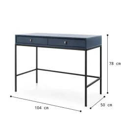 Garnero Arredamenti Scrivania 104x77cm consolle ingresso 2 cassetti blu notte Glory Discount