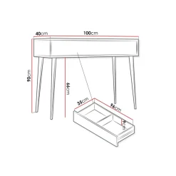 Garnero Arredamenti Scrivania 100x90cm consolle ingresso rovere nero Hans Best