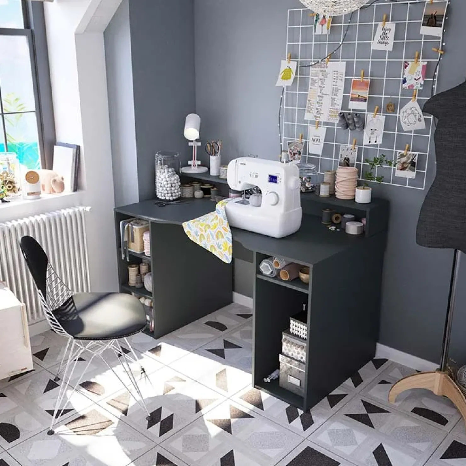 Garnero Arredamenti Scrivania 136x67cm gaming salvaspazio grigio antracite Newton Hot