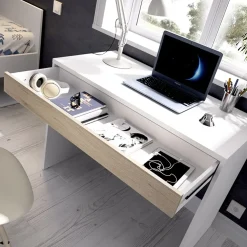 Garnero Arredamenti Scrivania 90x50cm legno bianco cassetto legno chiaro Xavi Online
