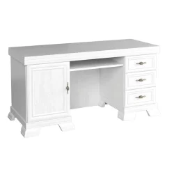 Garnero Arredamenti Scrivania 148x75cm shabby 3 cassetti Kelly Bianco Frassinato New