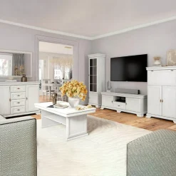 Garnero Arredamenti Scrivania 148x75cm shabby 3 cassetti Kelly Bianco Frassinato New