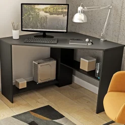 Garnero Arredamenti Scrivania 80x80cm ufficio angolare salvaspazio nero Norman Nero Opaco New