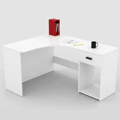 Garnero Arredamenti Scrivania 155x75cm ufficio angolare salvaspazio bianco William Bianco Opaco Outlet