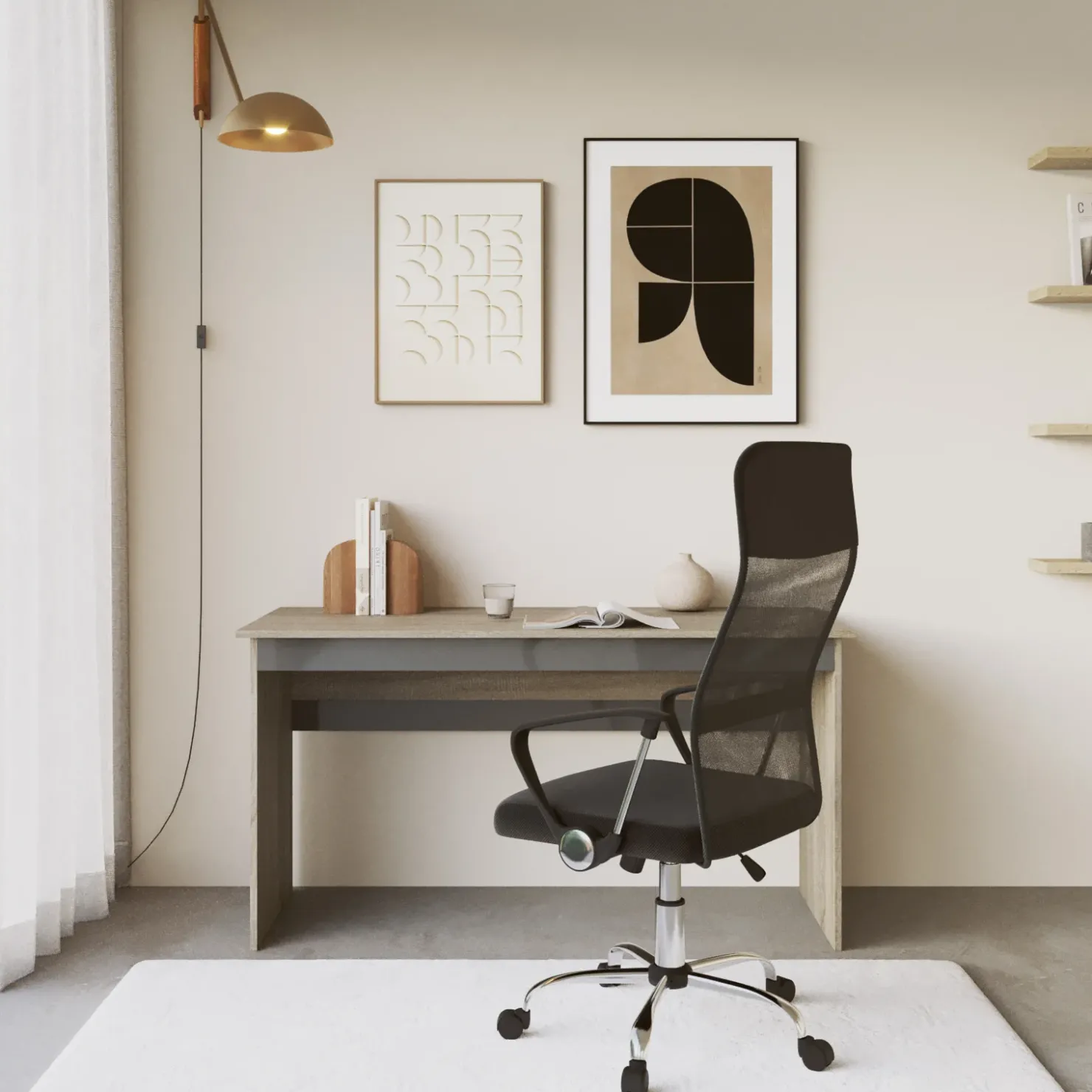 Garnero Arredamenti Scrivania 140x60cm ufficio moderna rovere antracite lucido Time Q Sale