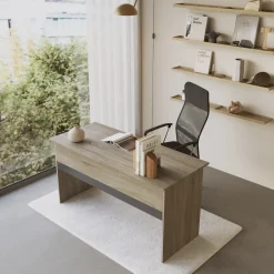 Garnero Arredamenti Scrivania 140x60cm ufficio moderna rovere antracite lucido Time Q Sale