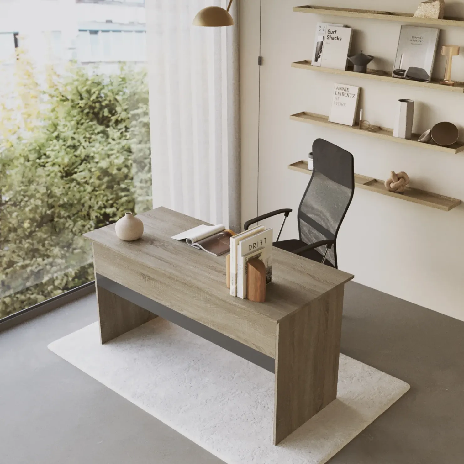 Garnero Arredamenti Scrivania 140x60cm ufficio moderna rovere antracite lucido Time Q Sale