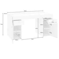 Garnero Arredamenti Scrivania 130x60cm ufficio moderna bianco frassinato Becka big Best