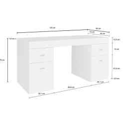 Garnero Arredamenti Scrivania 130x60cm ufficio moderna bianco frassinato Becka big Best