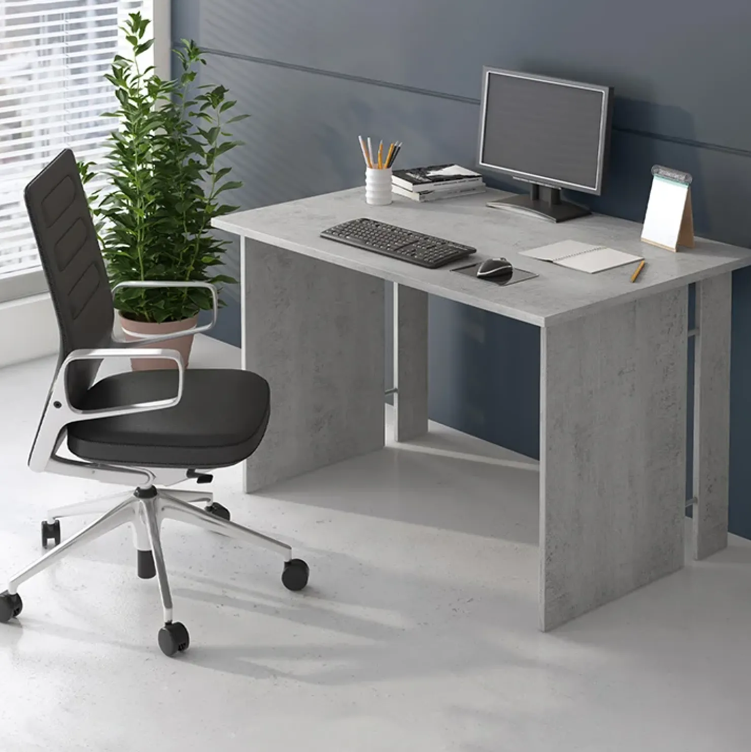 Garnero Arredamenti Scrivania 120x75cm ufficio moderna Woody Cemento