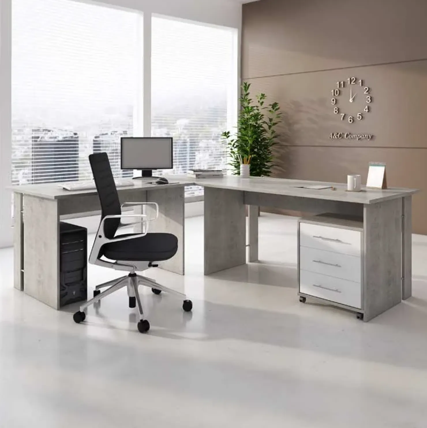 Garnero Arredamenti Scrivania 150x75cm ufficio moderna Woody Cemento Sale