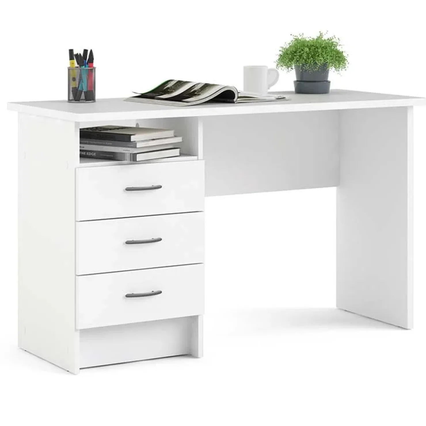 Garnero Arredamenti Scrivania 120x48cm ufficio salvaspazio moderna bianco opaco Office Online