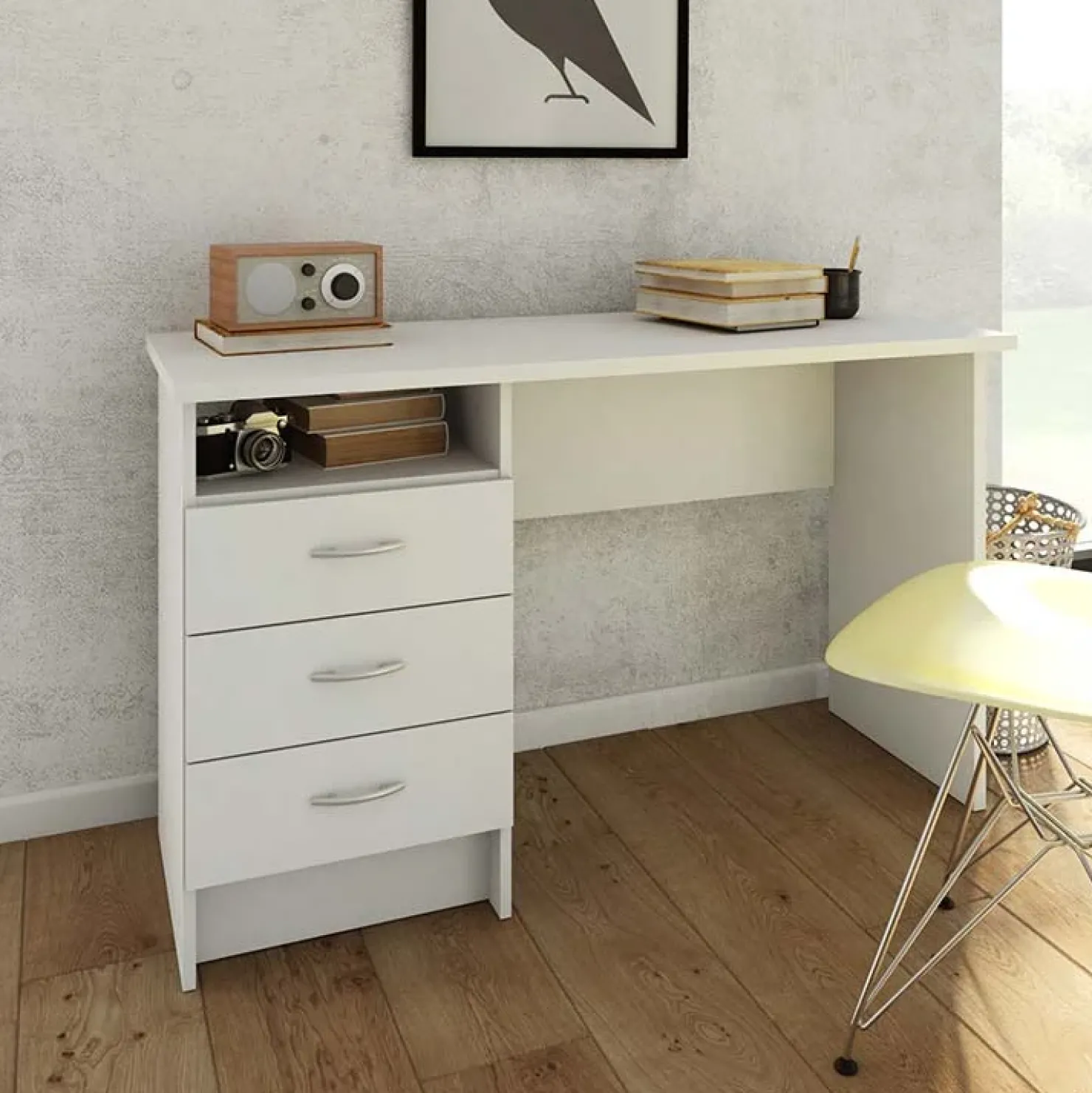 Garnero Arredamenti Scrivania 120x48cm ufficio salvaspazio moderna bianco opaco Office Online