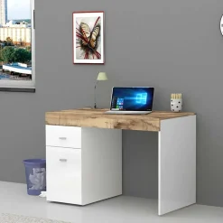 Garnero Arredamenti Scrivania 100x60cm ufficio salvaspazio bianco lucido pero Becka