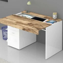 Garnero Arredamenti Scrivania 100x60cm ufficio salvaspazio bianco lucido pero Becka