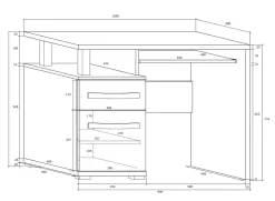 Garnero Arredamenti Scrivania 100x53cm ufficio salvaspazio bianco opaco e nero lucido Rosy Online