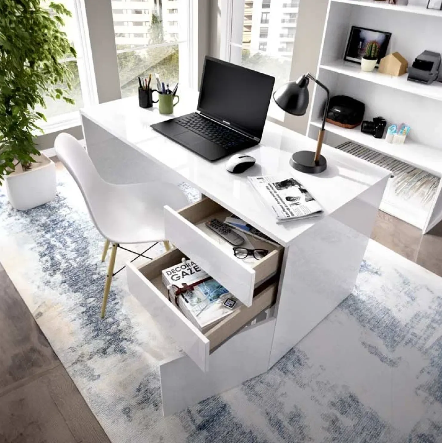 Garnero Arredamenti Scrivania 139x60cm ufficio salvaspazio moderna bianco Virgil Online