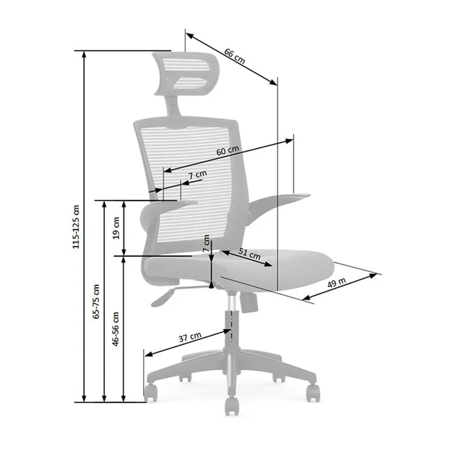 Garnero Arredamenti Sedia con ruote con braccioli regolabile nero grigio Estella Clearance