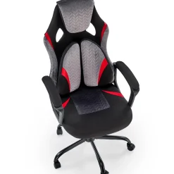 Garnero Arredamenti Sedia da gaming ergonomica con supporto lombare in tessuto grigio nero rosso Buzz Outlet