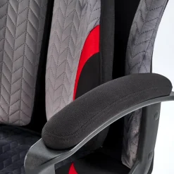 Garnero Arredamenti Sedia da gaming ergonomica con supporto lombare in tessuto grigio nero rosso Buzz Outlet