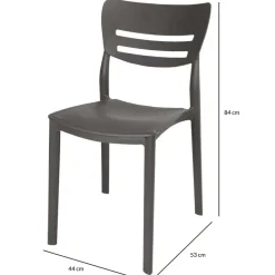 Garnero Arredamenti Sedia da giardino esterno bar dehors impilabile polipropilene antracite Greta Grigio Sale