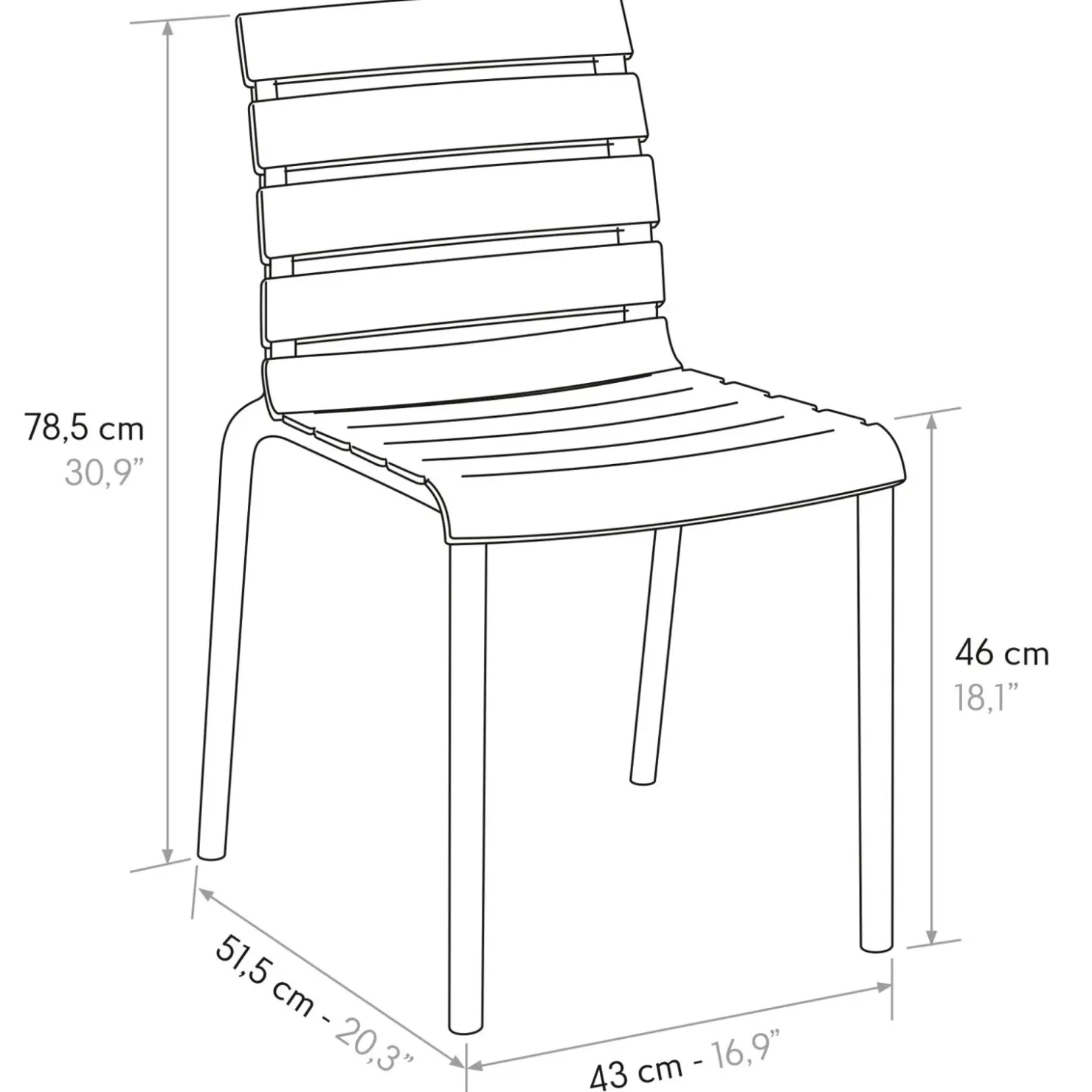 Garnero Arredamenti Sedia da giardino esterno bar dehors impilabile in polipropilene Cesca Tortora Best